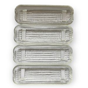 Vintage Nadir Brail Set of 4 Clear Glass Corn on the Cob Dish, Trays, Holders